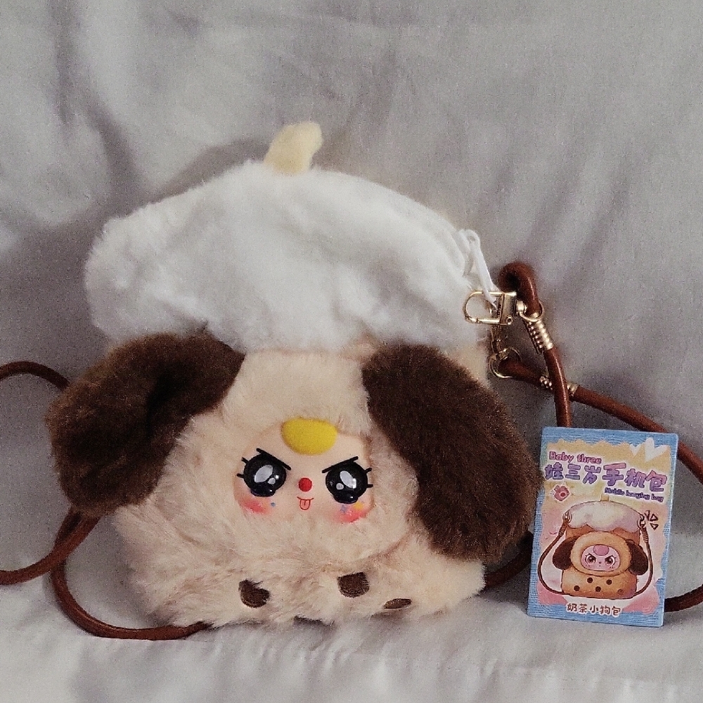 Baby Three Plush Dog Crossbody Bag